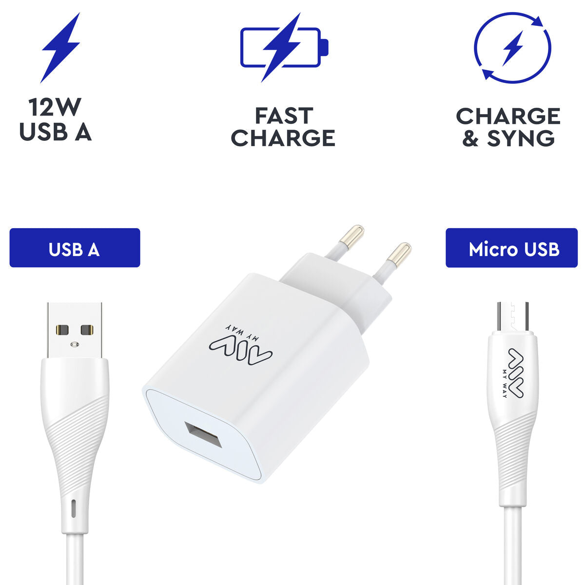 NordicCharge Wall Charger + USB-C Cable White 12 W-2